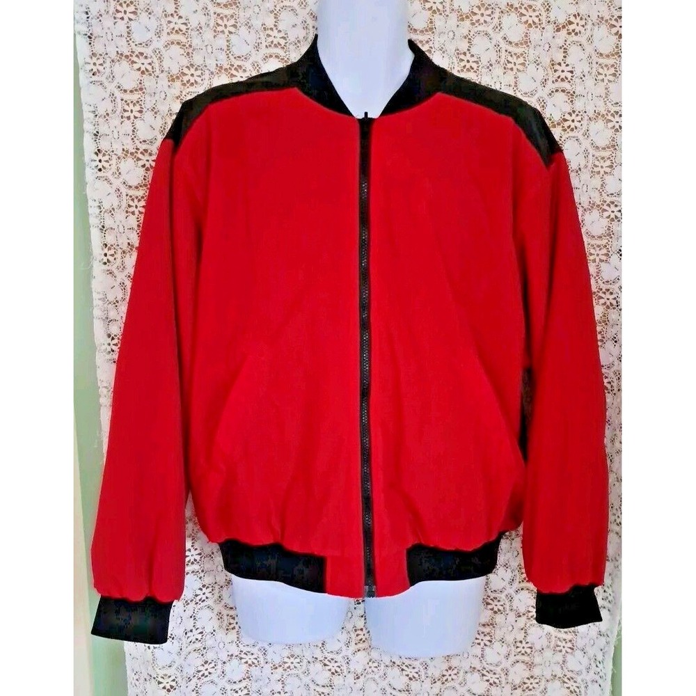 King‎ Louie Jacket Size L Red/Black Full Zip Reversible Gray/Black Pockets